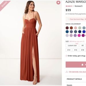 NWT AZAZIE MARSOL BRIDESMAID DRESS RUST A2